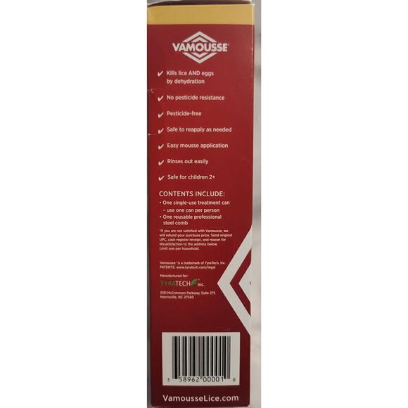 Vamousse Lice Treatment Homeopathic Mousse With Steel Comb - Picture 5 of 5